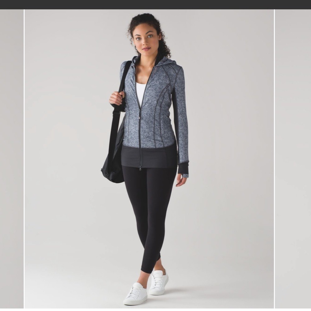 LULULEMON Daily Practice‎ Hooded Jacket Heathered Black Gray Size 6